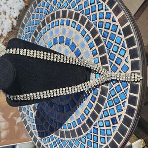 Vintage Rau Skikits Silvertone Rhinestone 3 Stranded Adjustable Belt